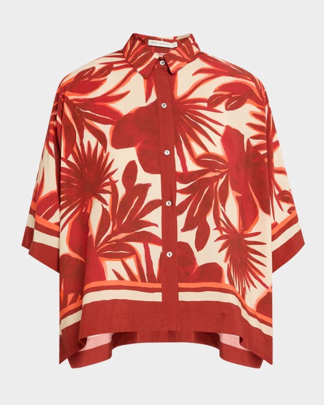 Palm Oversized Button-Front Shirt